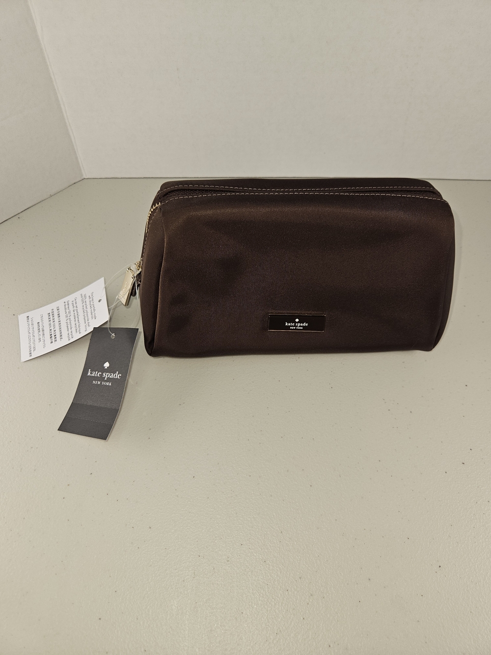 NWT kate spade Carter Ksnyl  Brown Nylon Travel Cosmetic Pouch Hot Fudge KL875